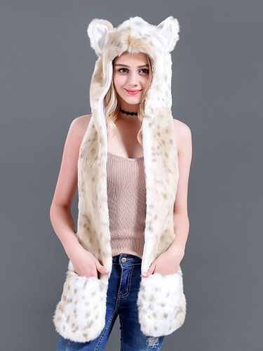 Fur Hat For Women Polyester Hat White Scarf Costume Accessories - milanoo.com - Modalova