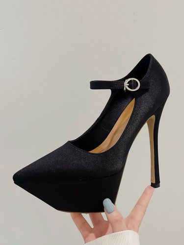 Zapatos de salón con plataforma para mujer Zapatos de tacón alto con punta en punta de satén - milanoo.com - Modalova