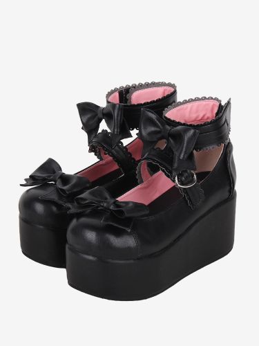 Sandales Lolita douces bout rond motif papillon cuir PU chaussures d\'été Lolita - milanoo.com - Modalova