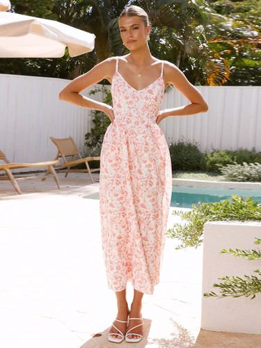 Robe longue à imprimé floral avec nœud papillon dans le dos 2026 - milanoo.com - Modalova