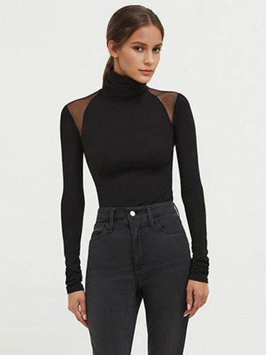 Body à col roulé avec épaules en maille et manches longues haut à boutons-pression à l\'entrejambes 2026 - milanoo.com - Modalova