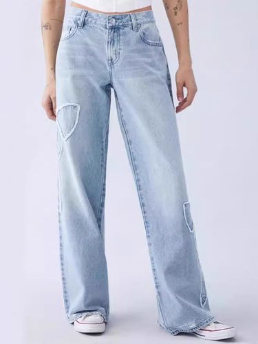 Pantalon en denim à jambe large de style High Street avec nœud brodé 2026 - milanoo.com - Modalova