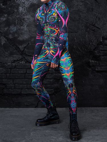 Combinaisons zentai motifs Halloween Combinaison d\'Halloween imprimée en 3D body robot costume de cosplay combinaison squelette pour homme vêtemen - milanoo.com - Modalova