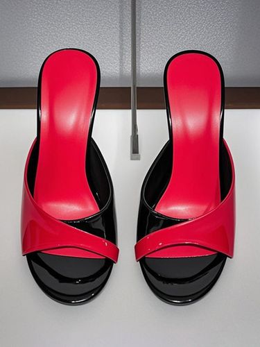 Mules à talons hautss sandales à bout ouvert et à talons aiguilles style patchwork - milanoo.com - Modalova