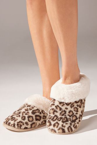 Zapatillas de Casa en Tejido Teddy Animalier Mujer Velikost 36-38 - Calzedonia - Modalova