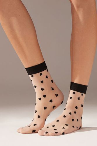 Calcetines Cortos Transparentes de 15 Deniers con Corazones Integral Mujer Velikost TU - Calzedonia - Modalova