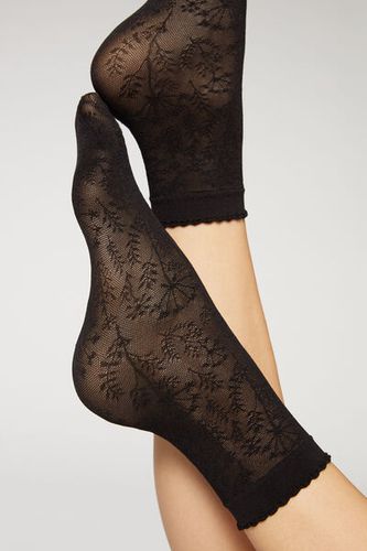 Calcetines Cortos de Red con Estampado de Flores Mujer Velikost TU - Calzedonia - Modalova