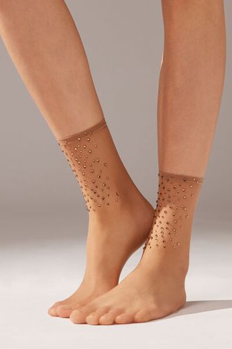 Calcetines Cortos Transparentes con Strass Mujer Velikost TU - Calzedonia - Modalova