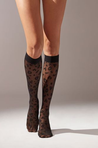 Calcetines Largos Transparentes con Estampado Animal Mujer Velikost TU - Calzedonia - Modalova