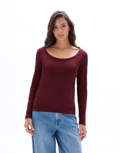 T-shirt côtelé à large encolure - celio - Modalova
