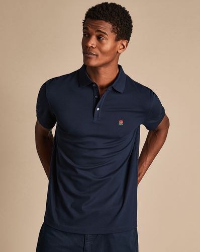 Men's England Rugby Red Rose Pique Cotton Polo - Navy, Large by - Charles Tyrwhitt - Modalova