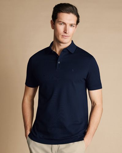 Men's Tyrwhitt Pique Cotton Polo - Navy, Small by - Charles Tyrwhitt - Modalova