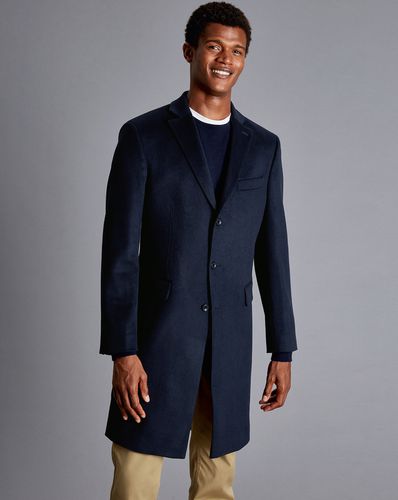 Men's Wool Cashmere Overcoat - Navy, 40R Regular by - Charles Tyrwhitt - Modalova