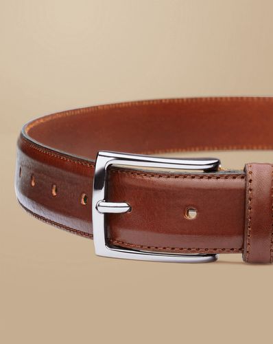 Men's Formal Leather Belt - Dark Tan , 32 by - Charles Tyrwhitt - Modalova