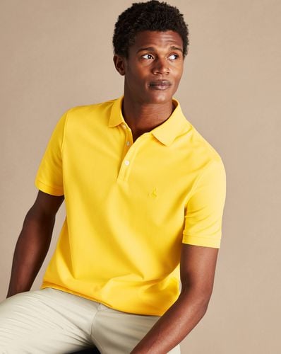 Men's Tyrwhitt Pique Cotton Polo - Lemon, XL by - Charles Tyrwhitt - Modalova