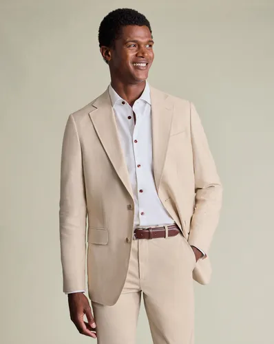 Men's Linen Cotton Jacket - Ivory, 36S by - Charles Tyrwhitt - Modalova