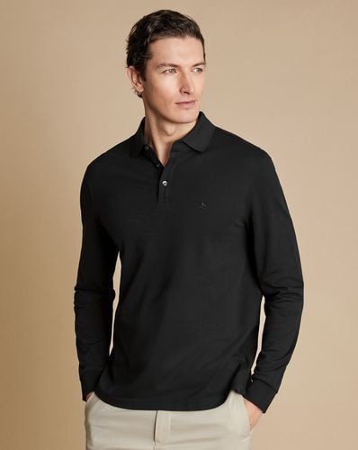 Men's Long Sleeve Tyrwhitt Pique Cotton Polo - , Large by - Charles Tyrwhitt - Modalova