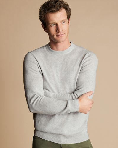 Men's Merino Cashmere Crew Neck Jumper - SilverÂ , Medium by - Charles Tyrwhitt - Modalova