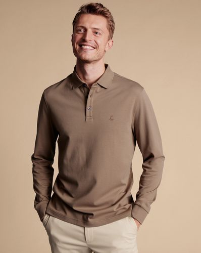 Men's Long Sleeve Tyrwhitt Pique Cotton Polo - Camel , XXXL by - Charles Tyrwhitt - Modalova