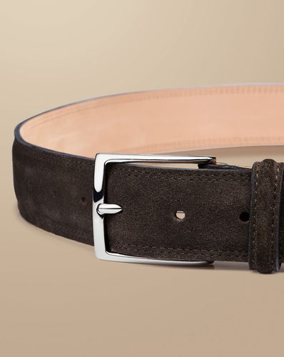 Men's Suede Leather Belt - Chocolate , 32 by - Charles Tyrwhitt - Modalova