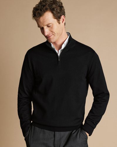 Men's Merino Zip Neck Jumper - , Medium by - Charles Tyrwhitt - Modalova