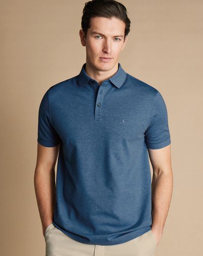 Men's Tyrwhitt Pique Cotton Polo - Indigo Marl, XXXL by - Charles Tyrwhitt - Modalova