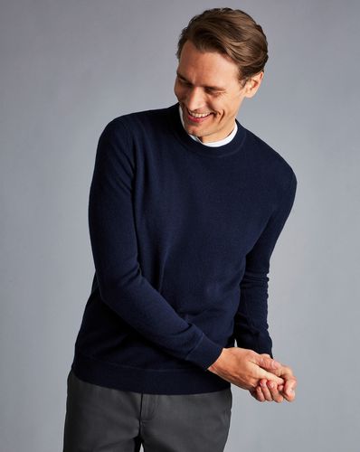 Men's Merino Cashmere Crew Neck Jumper - Navy, XS by - Charles Tyrwhitt - Modalova