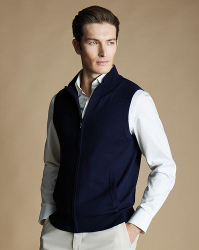 Men's Merino Zip Through Gilet - Navy, XS by - Charles Tyrwhitt - Modalova