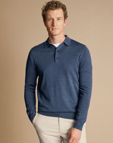 Men's Merino Polo Jumper - Indigo , XL by - Charles Tyrwhitt - Modalova