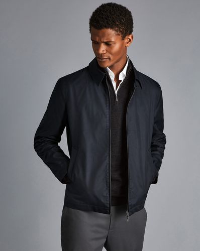 Men's Fall Collar Harrington Cotton Jacket - Navy, XL R by - Charles Tyrwhitt - Modalova