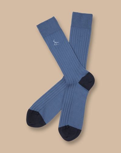 Men's Cotton Rib Socks - Indigo , 10.5-13 by - Charles Tyrwhitt - Modalova
