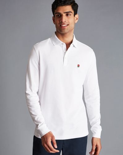 Men's Long Sleeve England Rugby Pique Cotton Polo - , XXL by - Charles Tyrwhitt - Modalova