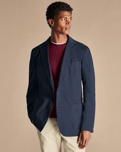 Men's Cotton Stretch Garment Dyed Jacket - Ink , 36R Regular by - Charles Tyrwhitt - Modalova