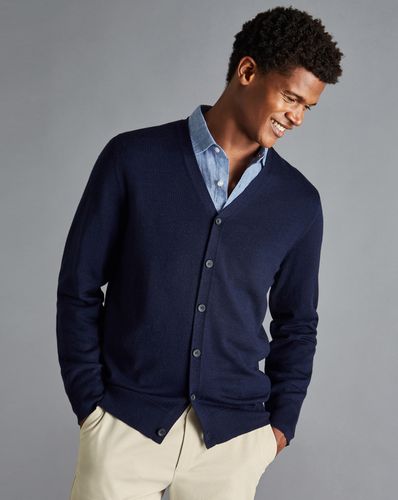 Men's Merino Cardigan - Navy, XS by - Charles Tyrwhitt - Modalova