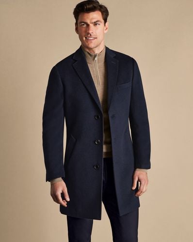 Men's Wool Overcoat - Navy, 38R Regular by - Charles Tyrwhitt - Modalova