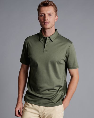 Men's Smart Jersey Cotton Polo - Olive , XL by - Charles Tyrwhitt - Modalova