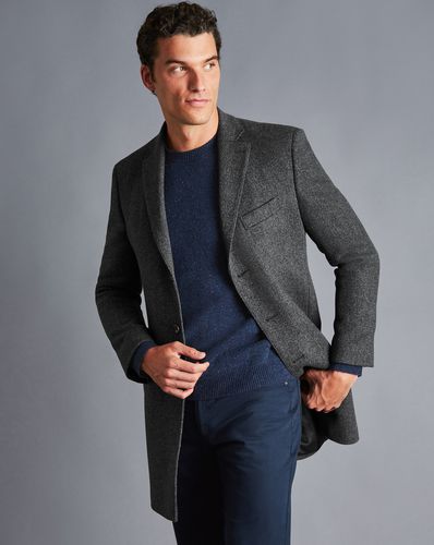 Men's Herringbone Wool Overcoat - , 42R Regular by - Charles Tyrwhitt - Modalova