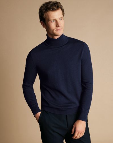 Men's Merino Roll Neck Jumper - Navy, XS by - Charles Tyrwhitt - Modalova