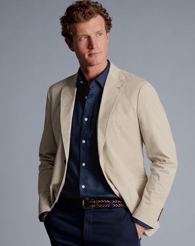 Men's Cotton Stretch Garment Dyed Jacket - LimeStone Beige, 36R Regular by - Charles Tyrwhitt - Modalova
