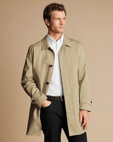 Men's Showerproof Cotton Raincoat - LimeStone Beige, 40R Regular by - Charles Tyrwhitt - Modalova