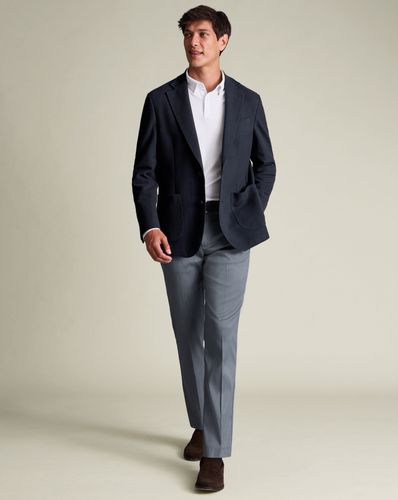 Men's Smart Stretch Texture Trousers - Steel , 30/32 by - Charles Tyrwhitt - Modalova