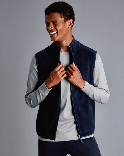 Men's Fleece Gilet - Navy Sleeveless Cotton Jacket, XL by - Charles Tyrwhitt - Modalova