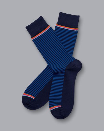 Men's Fine Stripe Socks - Cobalt & Navy, 6-10 by - Charles Tyrwhitt - Modalova