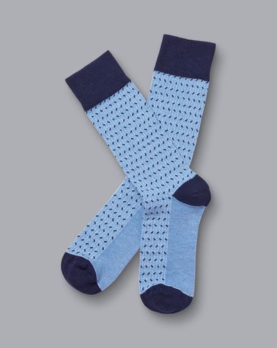 Men's Mini Herringbone Socks - Cornflower , Medium by - Charles Tyrwhitt - Modalova