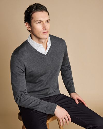 Men's Merino V-Neck Wool Jumper - , XXL by - Charles Tyrwhitt - Modalova