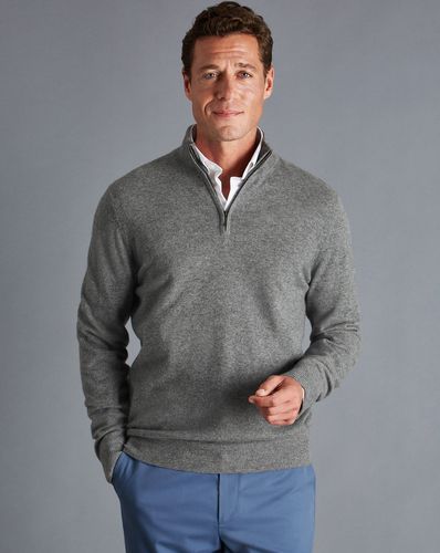 Men's Cashmere Zip Neck Jumper - , XL by - Charles Tyrwhitt - Modalova