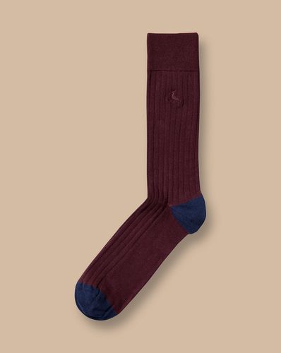 Men's Cotton Rib Socks - Wine , 10.5-13 by - Charles Tyrwhitt - Modalova