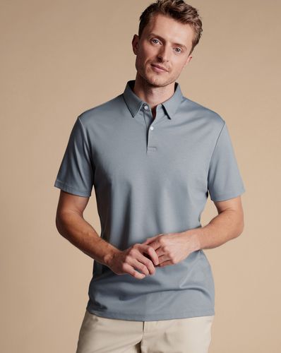 Men's Smart Jersey Cotton Polo - Silver, Medium by - Charles Tyrwhitt - Modalova