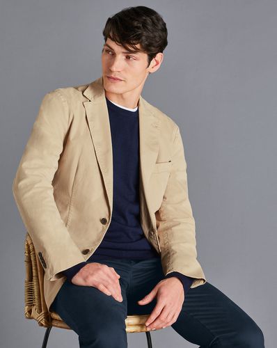 Men's Cotton Stretch Jacket - LimeStone Beige, 36R Regular by - Charles Tyrwhitt - Modalova