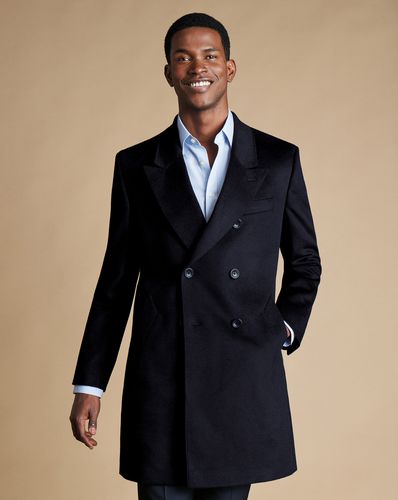 Men's Double Breasted Wool Overcoat - Navy, 36R Regular by - Charles Tyrwhitt - Modalova